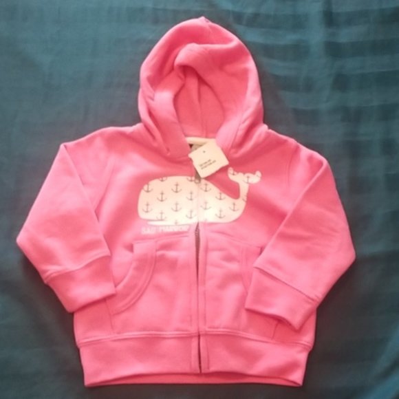 SAG HARBOR Other - Sag Harbor Pink Whale Hoodie Hooded Sweatshirt SIZE 6M NWT GIFTABLE